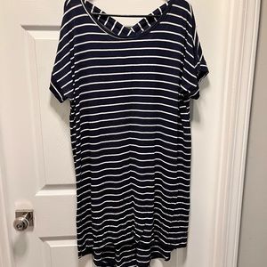 Navy and white dress - striped - casual - size 2XL